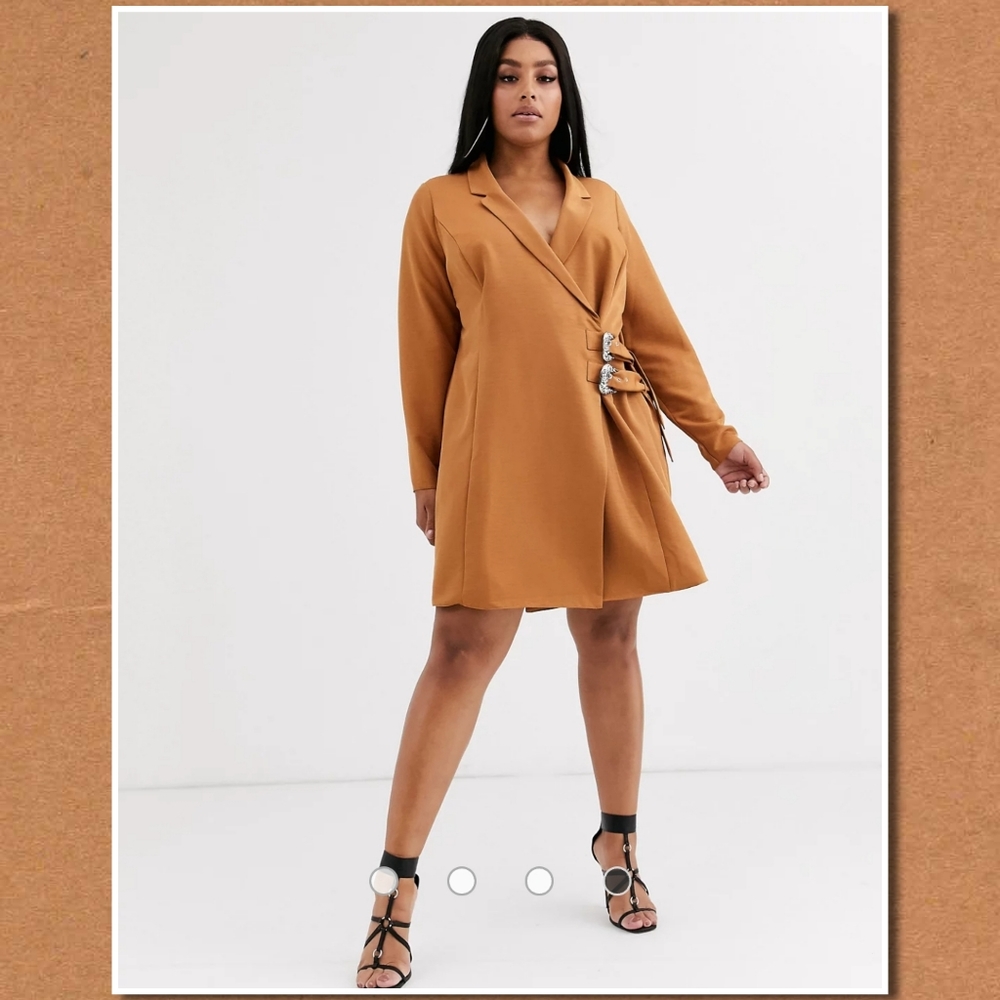 ASOS DESIGN Curve mini tux dress with buckles